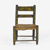 A miniature painted rush-seat side chair 19th century