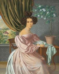 Portrait of a Lady in a Pink Dress, Seated by a Window , 1831