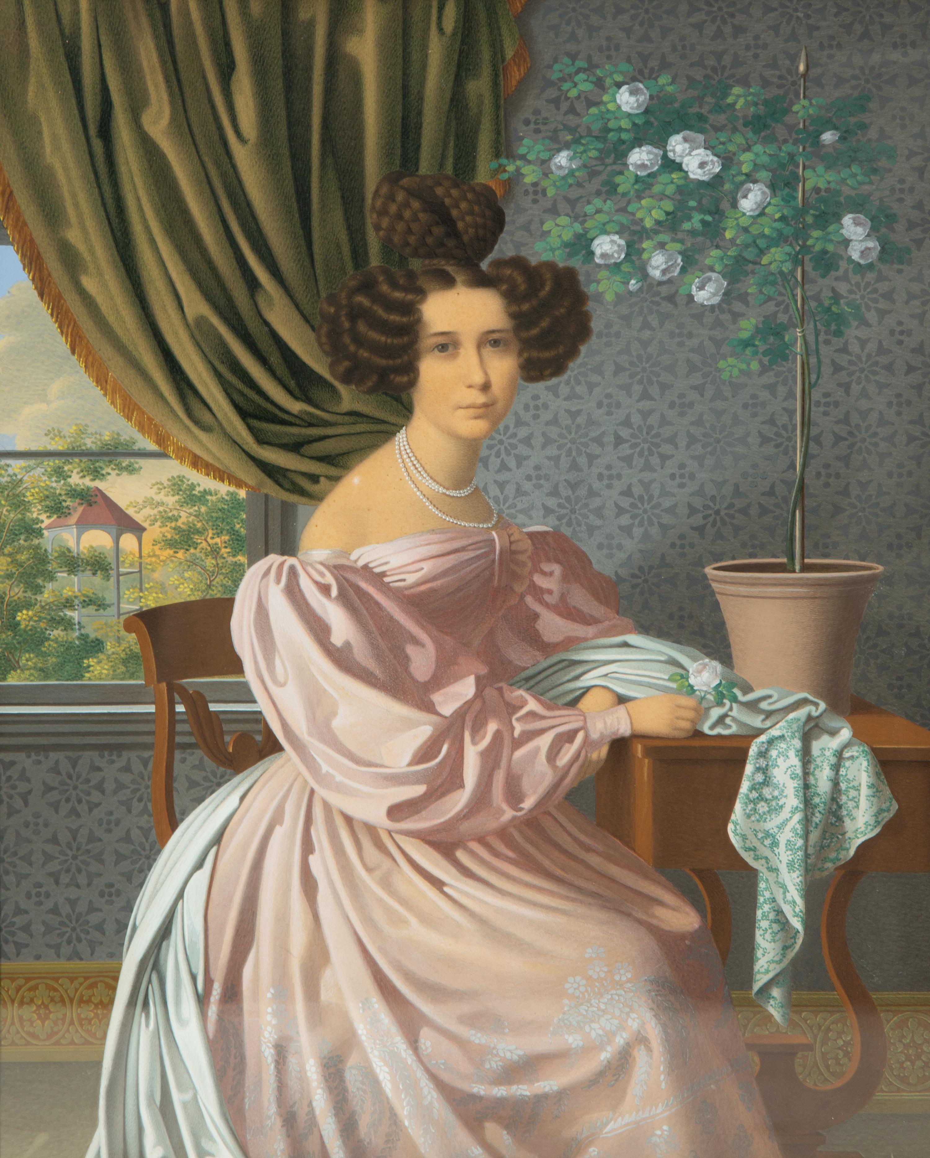 Portrait of a Lady in a Pink Dress, Seated by a Window , 1831