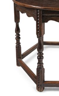 A William and Mary Carved Walnut and Oak Octagonal-Base Side Table