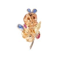 RETRO, MULTIGEM FLORAL BROOCH