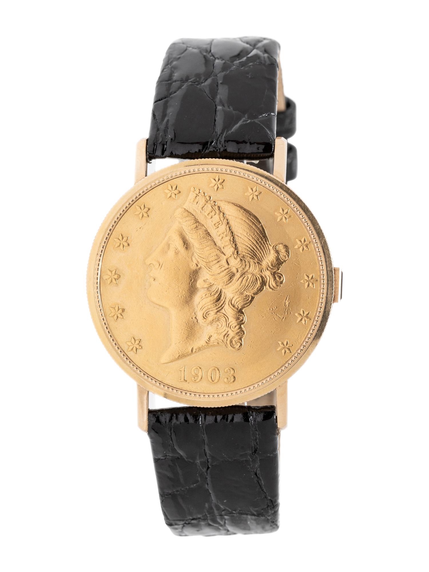CHOPARD, 18K YELLOW GOLD HIDDEN DIAL COIN WATCH