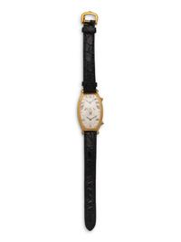 CARTIER, 18K YELLOW GOLD DUAL-TIME 'TONNEAU' WATCH
