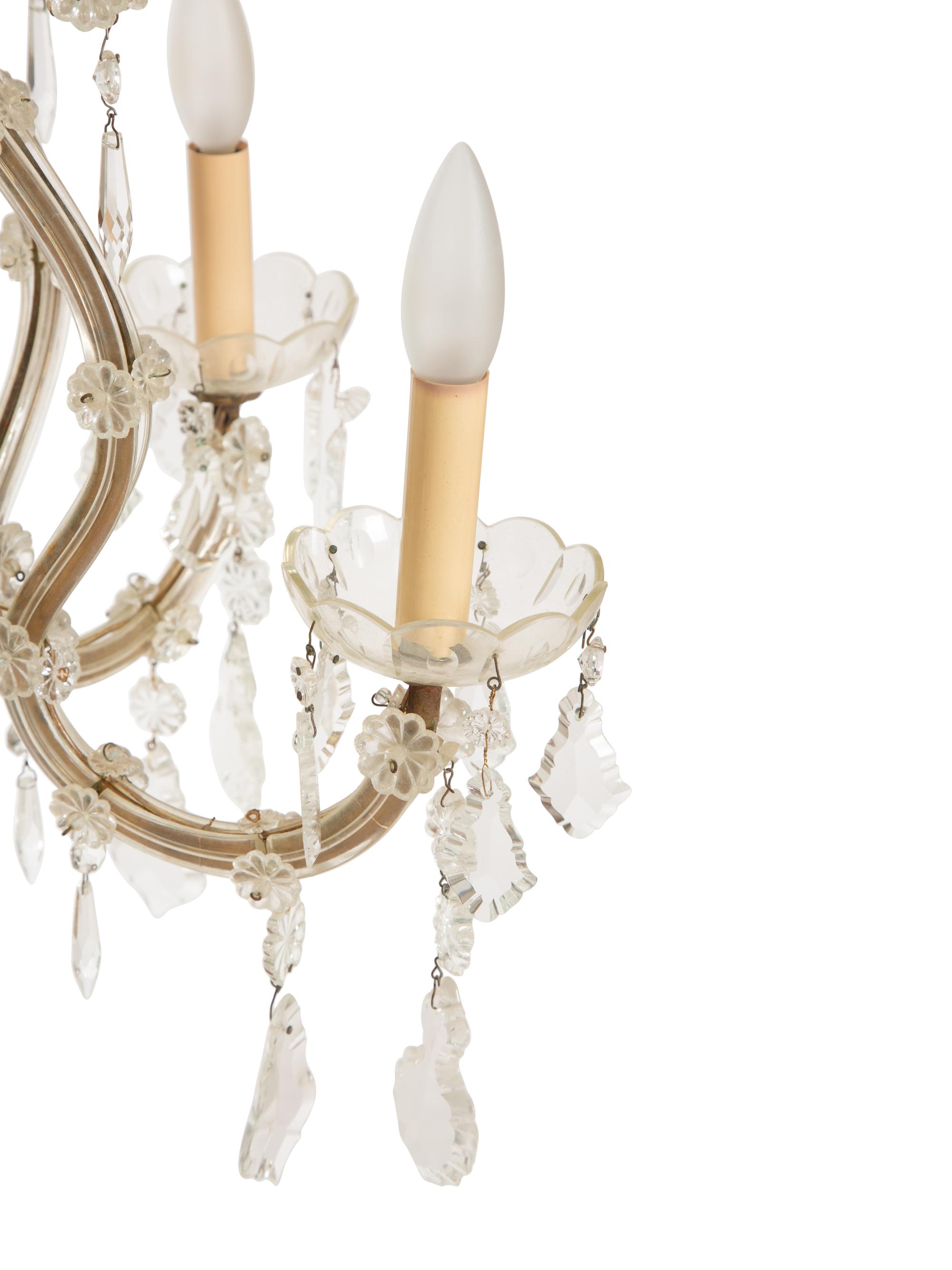 A Molded and Cut Glass Five-Light Chandelier