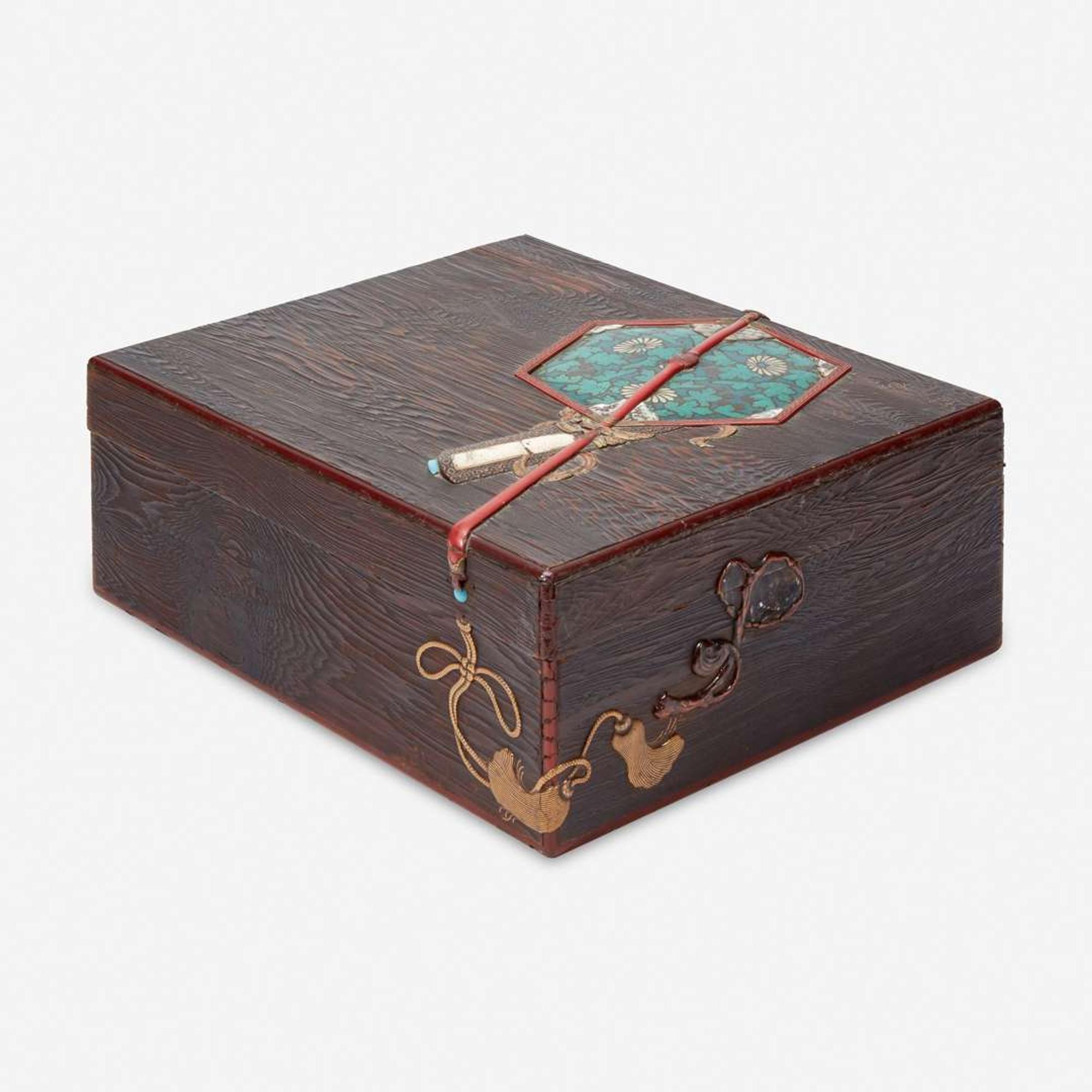 A large Japanese embellished wood box 日本镶嵌木盒 Edo/Meiji period ?????