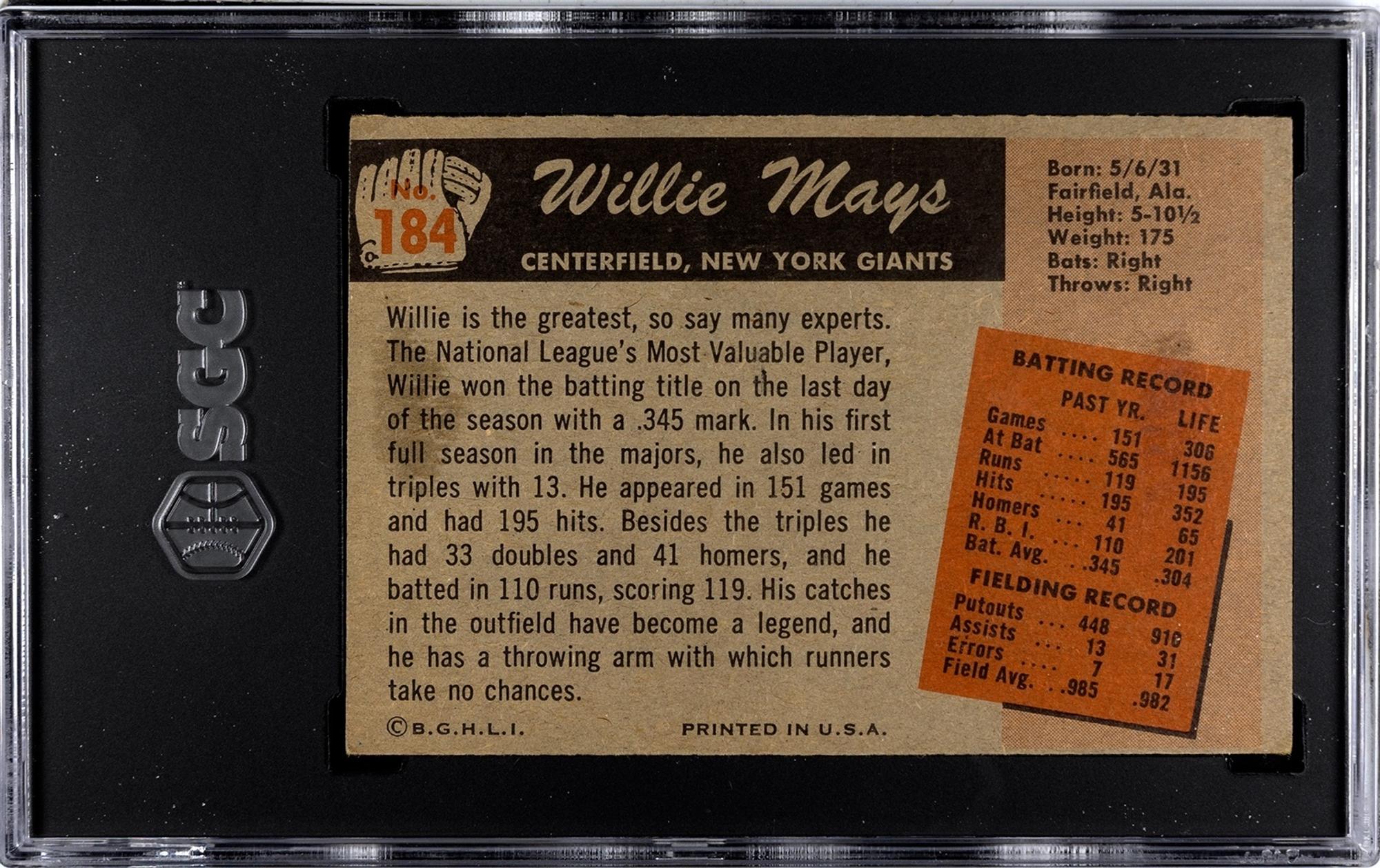 A Group of 1955 Bowman Mickey Mantle and Willie Mays SGC Graded Baseball Cards No. 202 (SGC 4.5 VG-EX+)