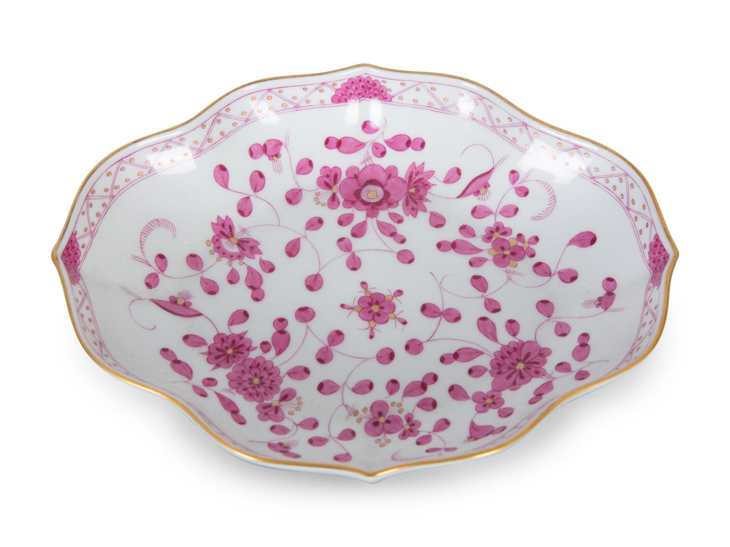 Ten Meissen Porcelain Articles Decorated with Puce Flowers — 20TH CENTURY