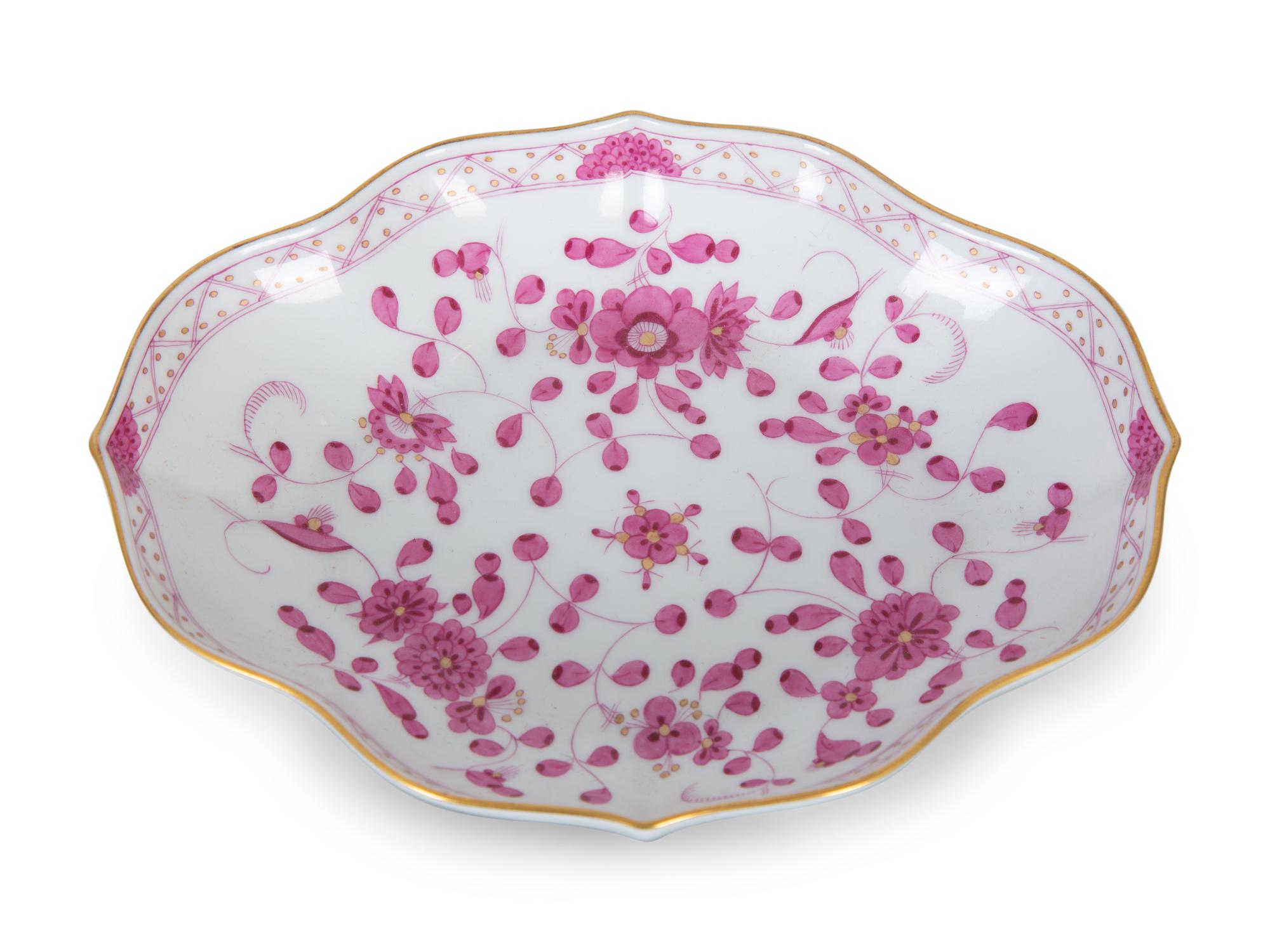 Ten Meissen Porcelain Articles Decorated with Puce Flowers — 20TH CENTURY