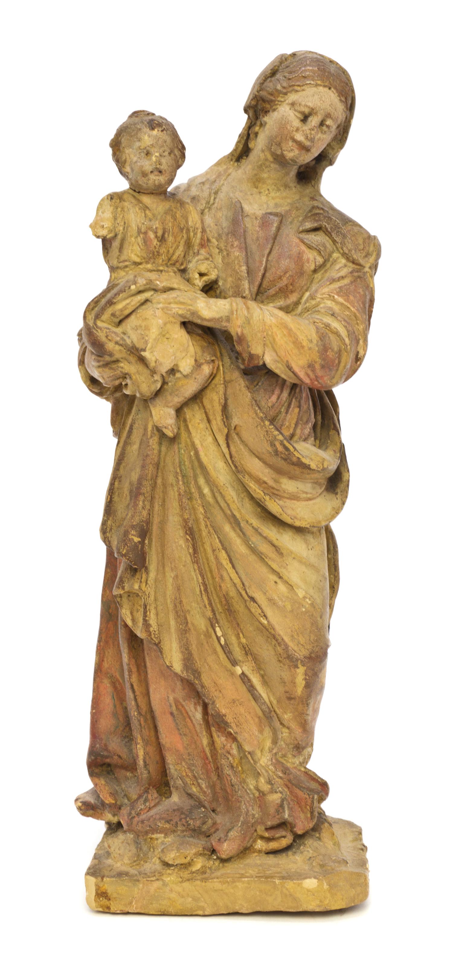 A Continental Terracotta Figural Group, Height 10 1/4 inches.