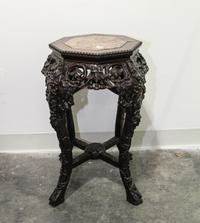 A Carved Chinese Hardwood Taboret Height 24 inches. — EARLY 20TH CENTURY
