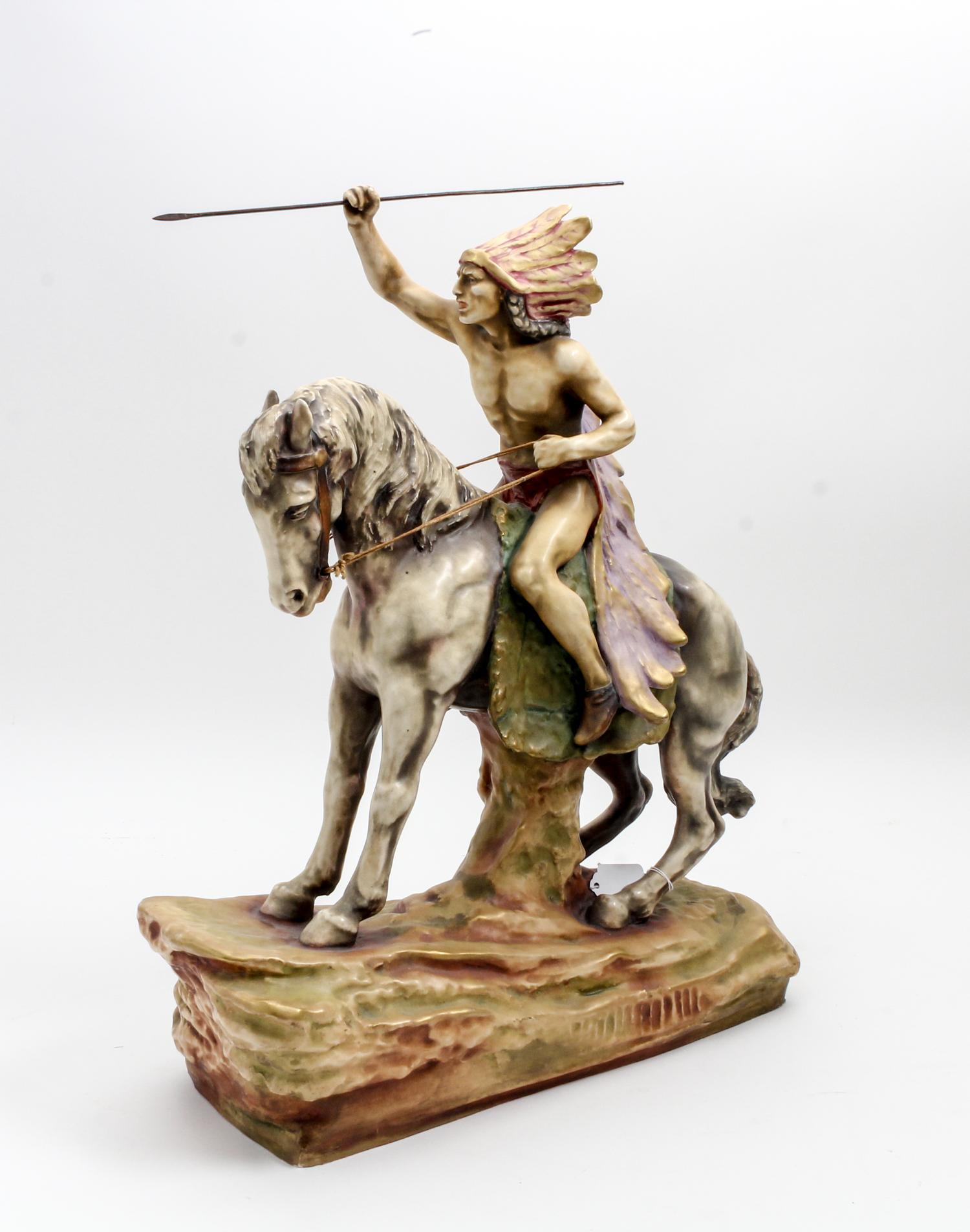 An Amphora Pottery Equestrian Group Width 16 1/2 inches. — 19TH/20TH CENTURY