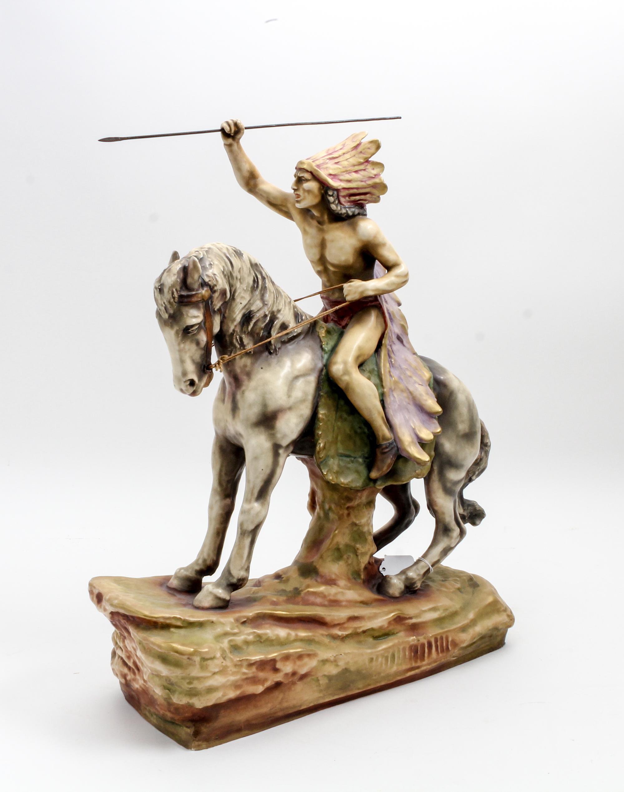 An Amphora Pottery Equestrian Group Width 16 1/2 inches. — 19TH/20TH CENTURY