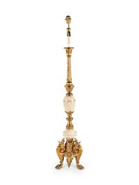 A Renaissance Revival Gilt Bronze and Onyx Floor Lamp