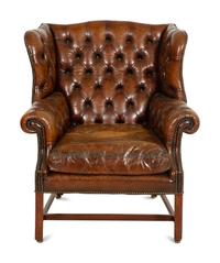 A George III Style Leather Wingback Armchair
