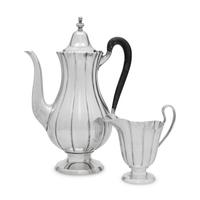 An American Silver Coffee Pot and Creamer