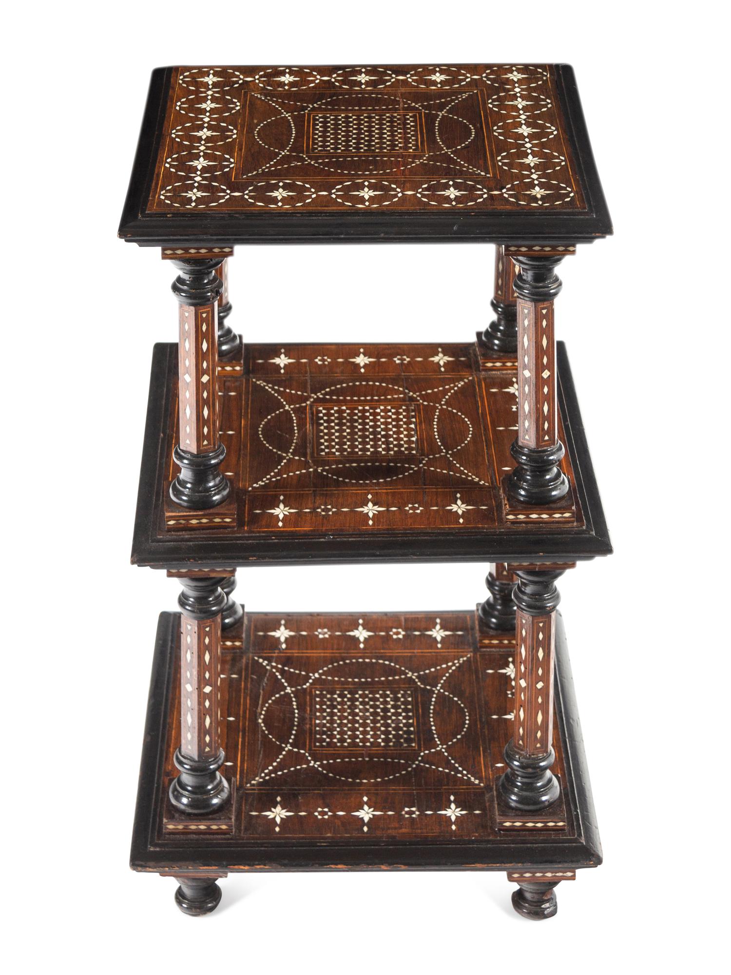 A North Italian Bone Inlaid Walnut Side Table
