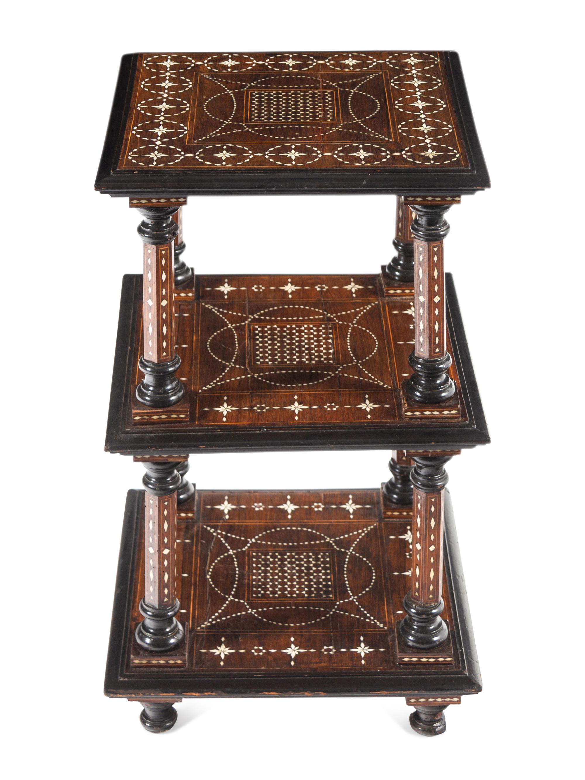 A North Italian Bone Inlaid Walnut Side Table