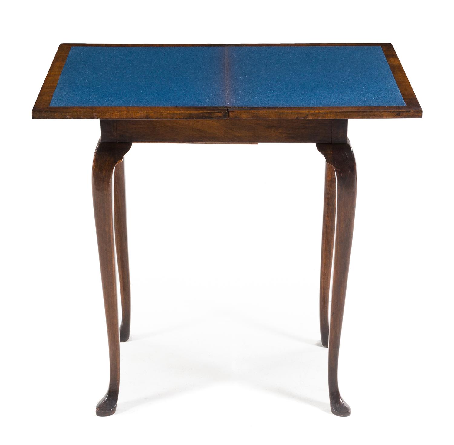 A George III Style Parquetry and Mahogany Flip-Top Side Table Height 26 1/4 x width 20 x depth 14 1/2 inches (closed). — 19TH/20TH CENTURY