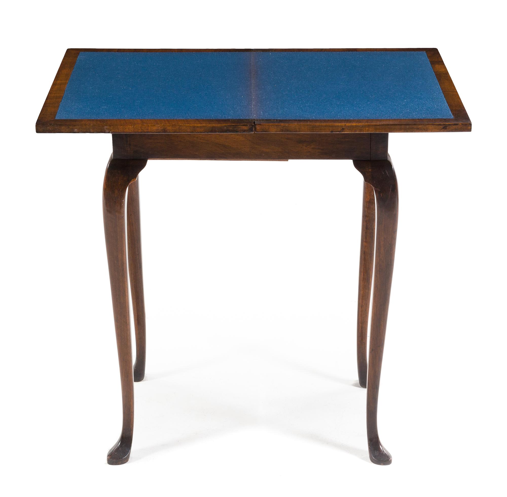 A George III Style Parquetry and Mahogany Flip-Top Side Table Height 26 1/4 x width 20 x depth 14 1/2 inches (closed). — 19TH/20TH CENTURY