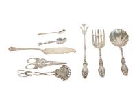 Eight Silver and Silver-Plate Serving Articles — Various Makers, 19th Century