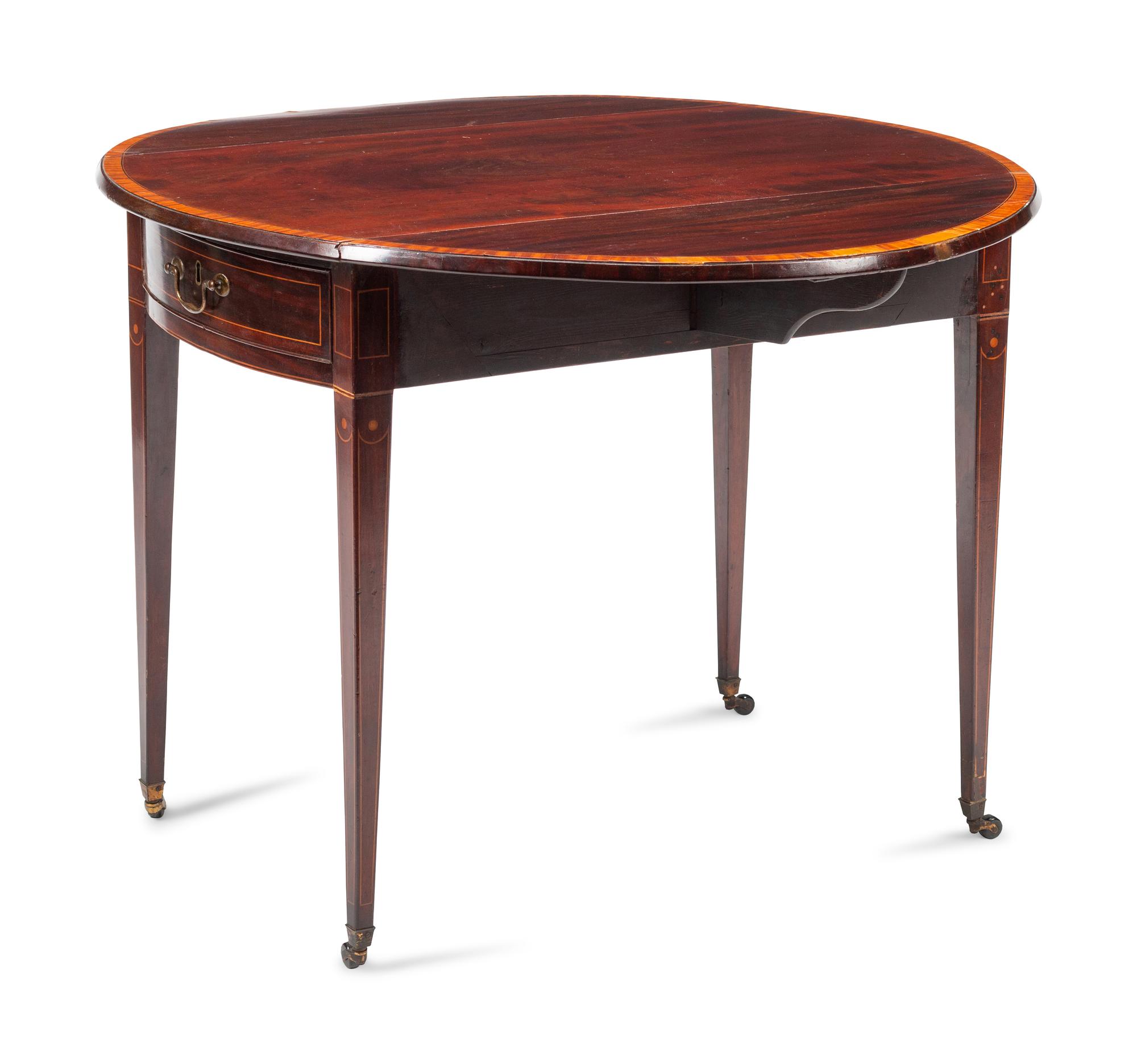 A George III Mahogany and Satinwood Pembroke Table
