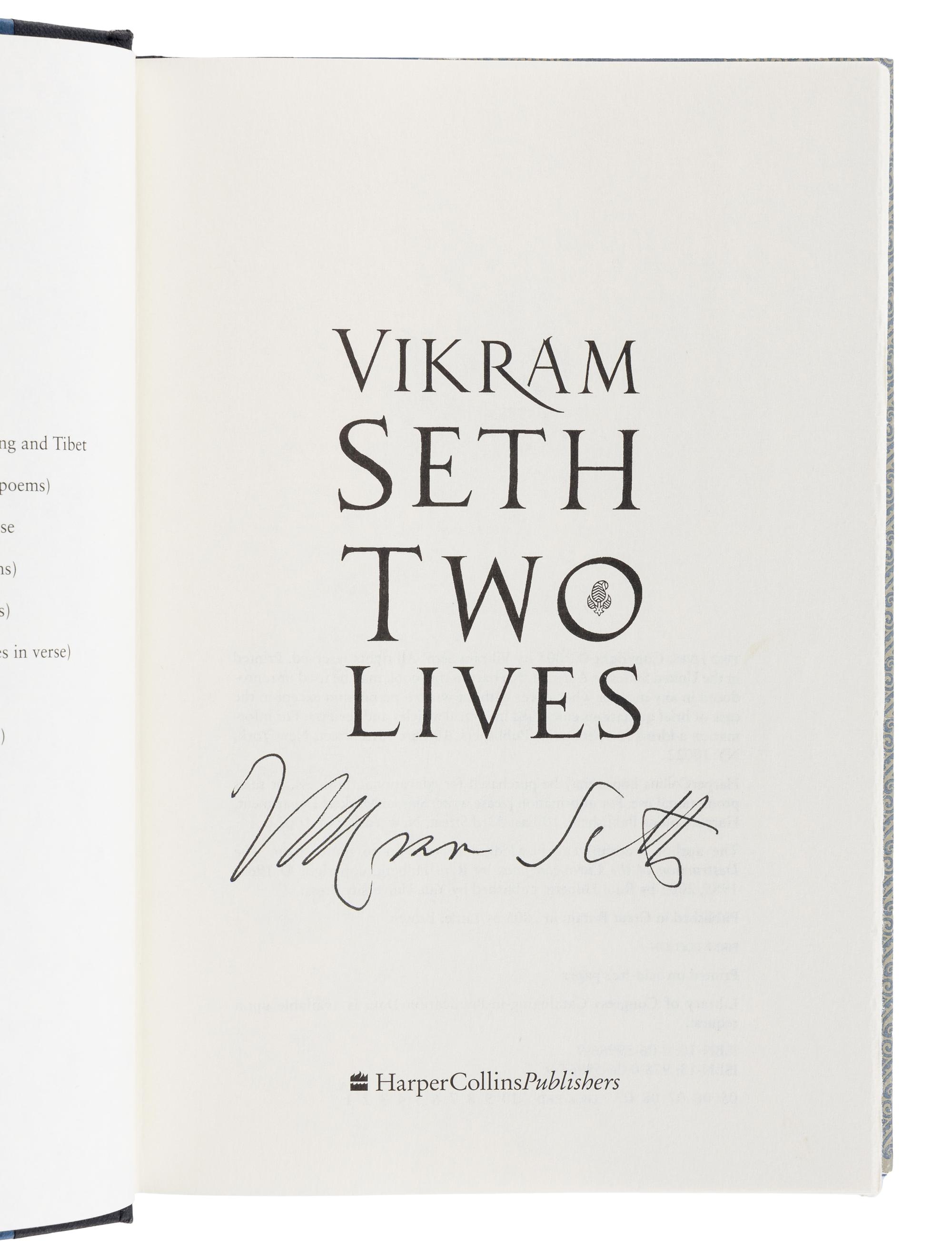 SETH, Vikram (b. 1952). A group of 3 FIRST AMERICAN EDITIONS by Seth, ALL SIGNED, comprising: