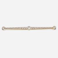 A Platinum, Yellow Gold, and Diamond Bar Pin Edwardian, c.1915