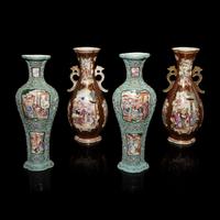 Two Pairs of Chinese Export Style Famille Rose Porcelain Vases — 外銷風格粉彩人物圖瓶兩對