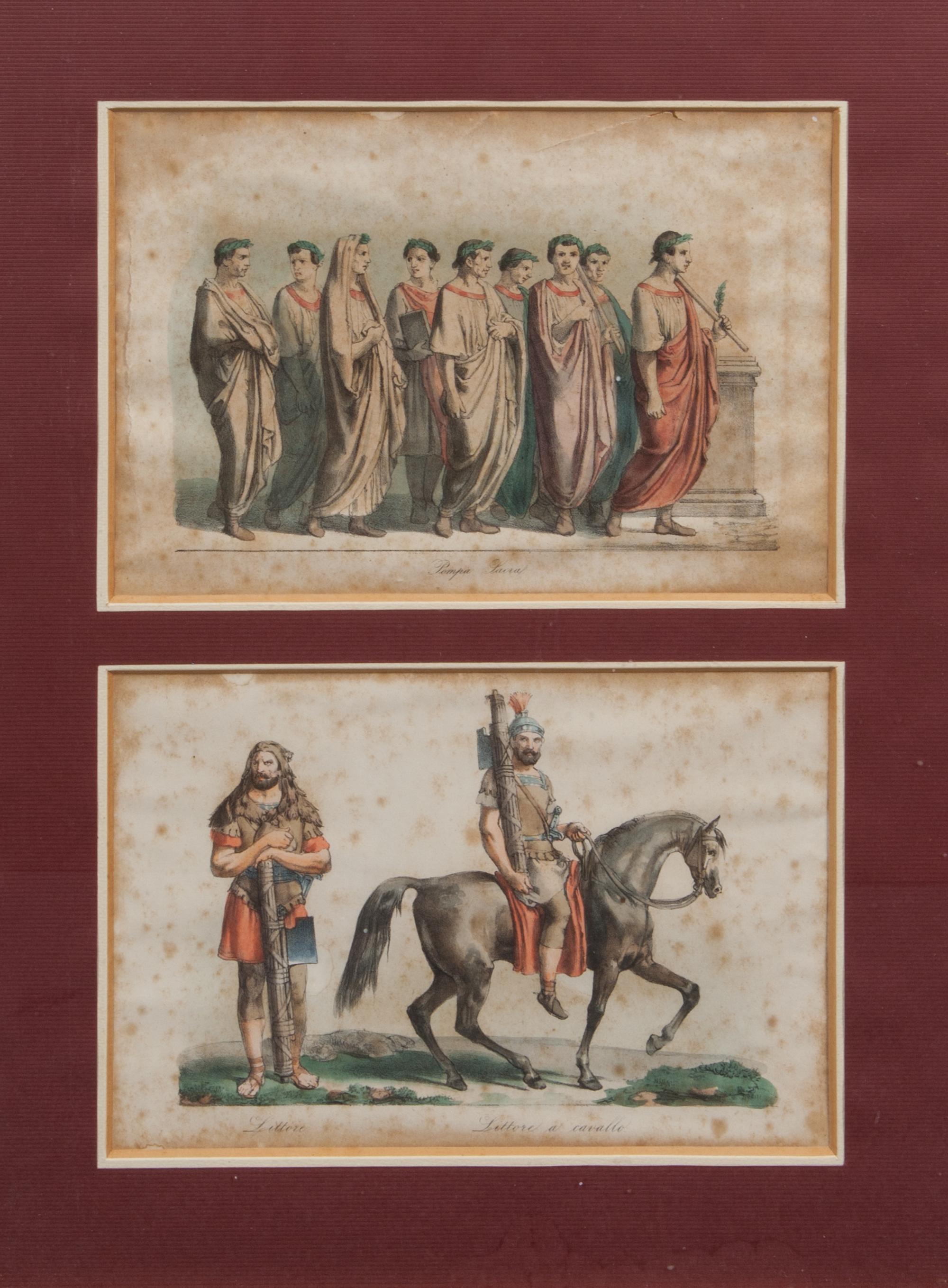 A Set of Twelve Italian Handcolored Lithographs Height 21 x width 16 inches (framed).