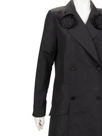 Chanel Double-Breasted Taffeta Coat with Camellia Pins
