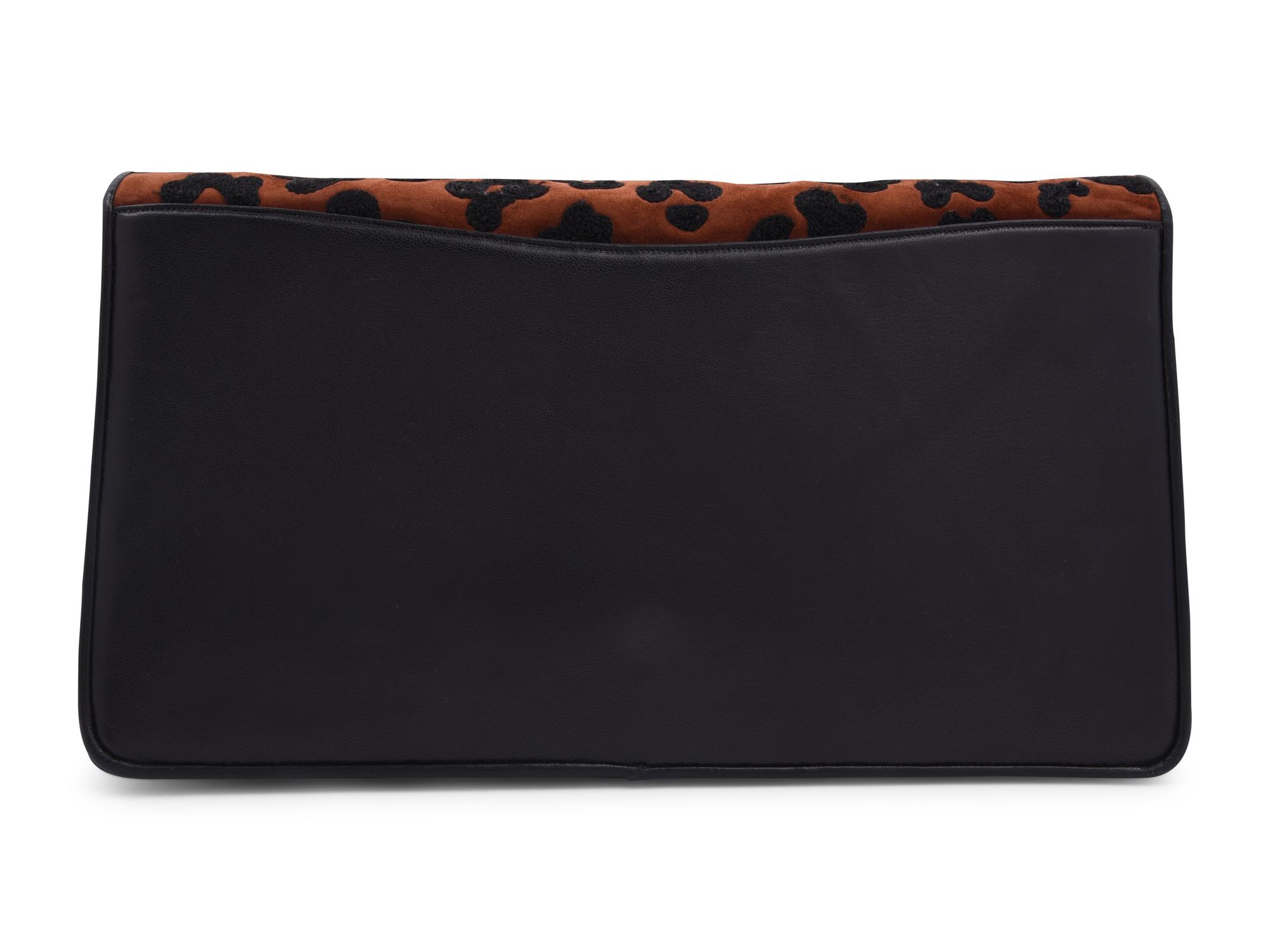 Judith Leiber Leopard Print Clutch with Snake Skin Belt