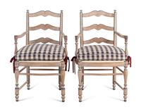 A Pair of French Provincial Style Painted Armchairs