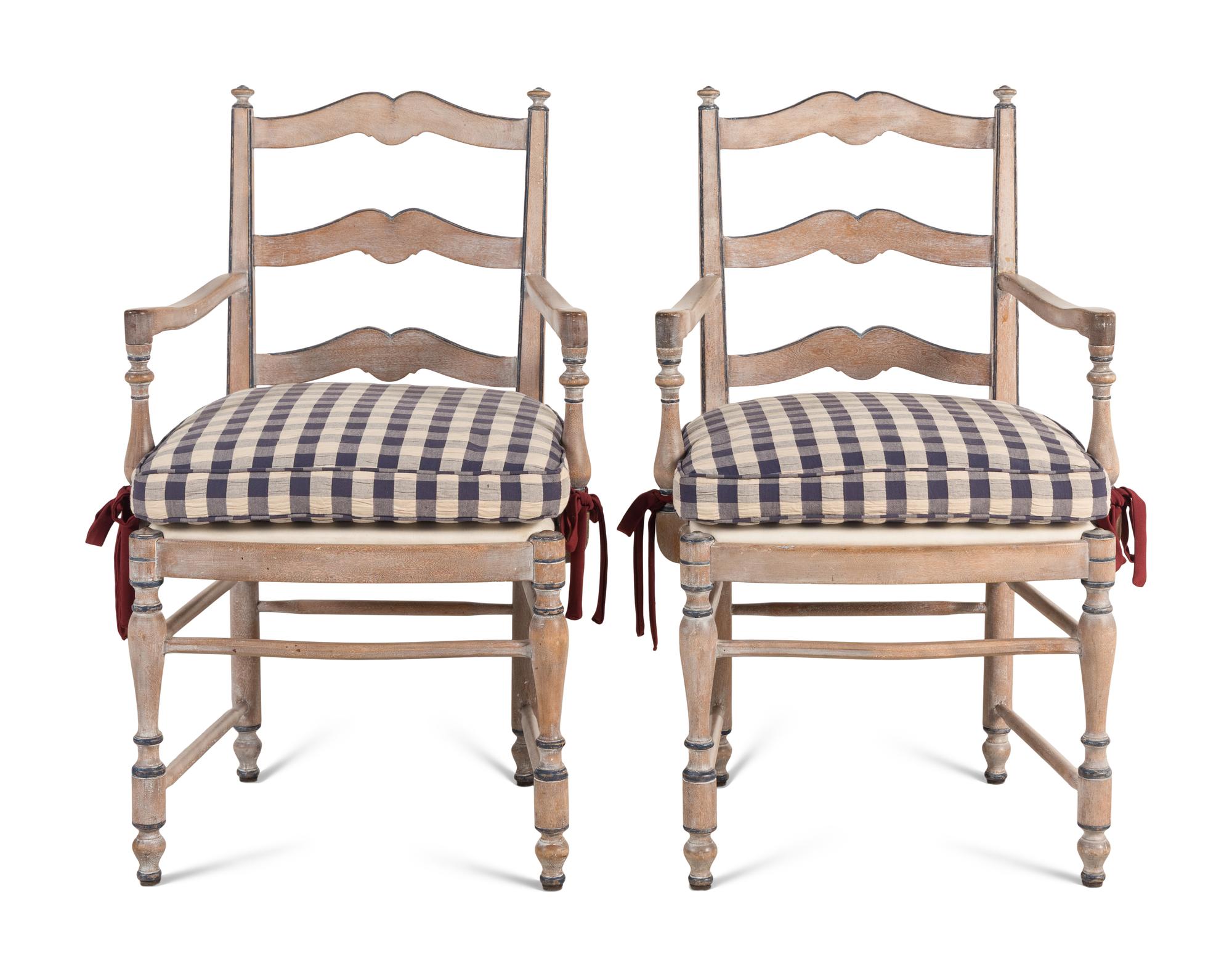 A Pair of French Provincial Style Painted Armchairs
