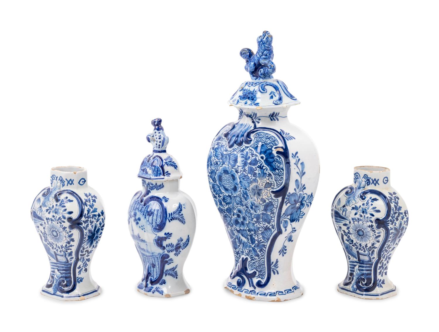 Four Delft Ceramic Vases