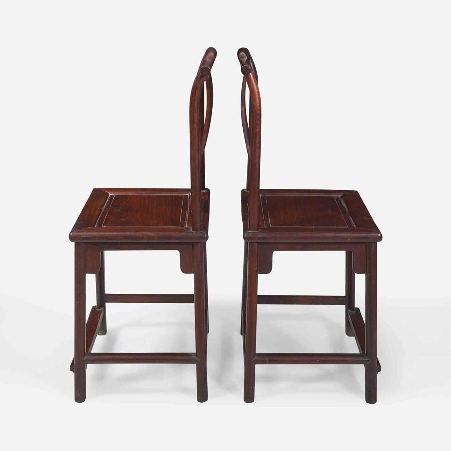 A pair of Chinese hardwood and jichimu side chairs 雞翅木座椅一對 19th / 20th century ???????