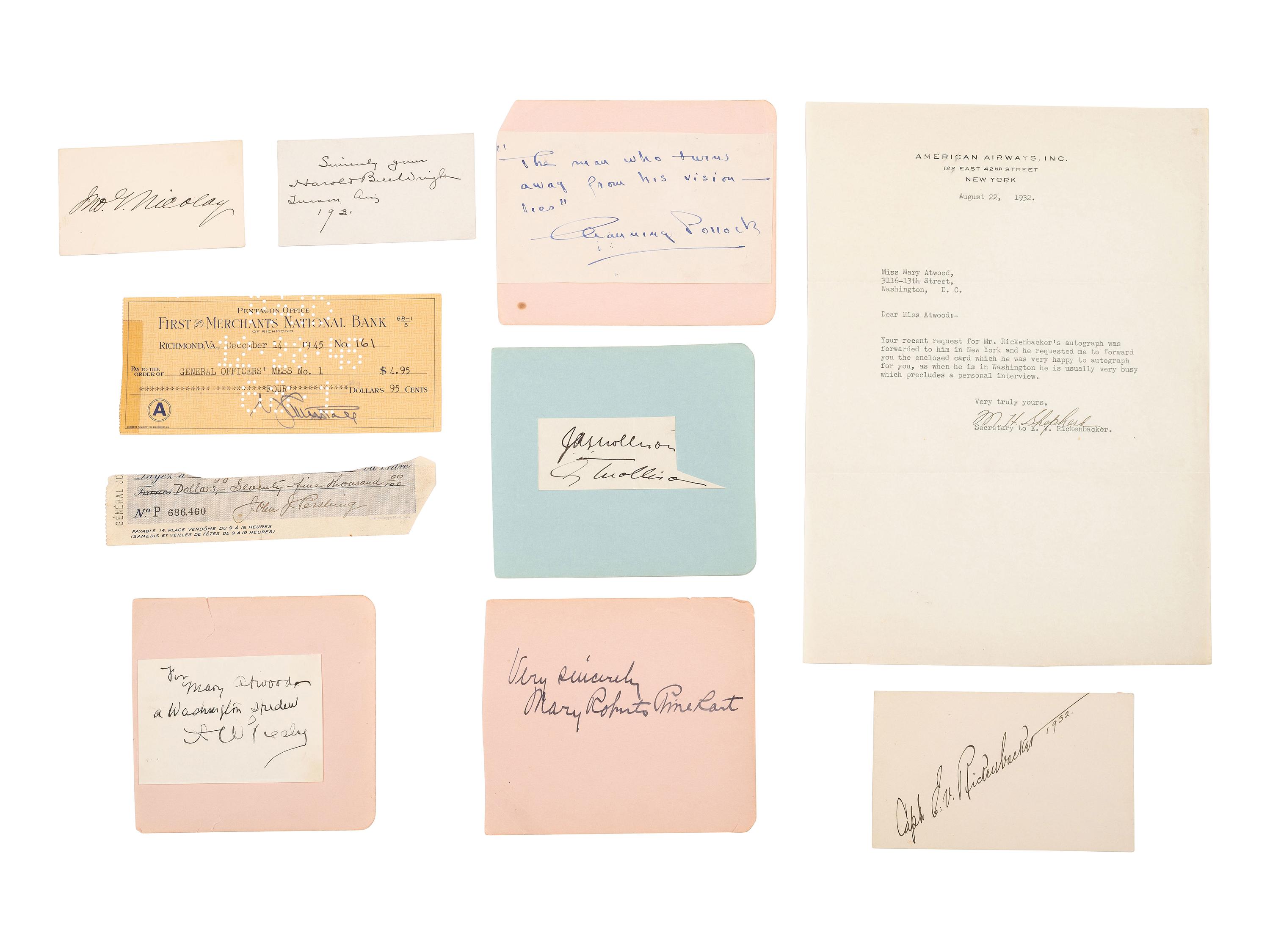 [AUTOGRAPHS]. A collection of autographs of military figures, authors, and other personalities.