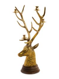 A Gilt Metal Stag-Form Four-Light Candelabrum