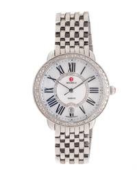MICHELE, STAINLESS STEEL, MOTHER-OF-PEARL AND DIAMOND 'SEREIN' WRISTWATCH