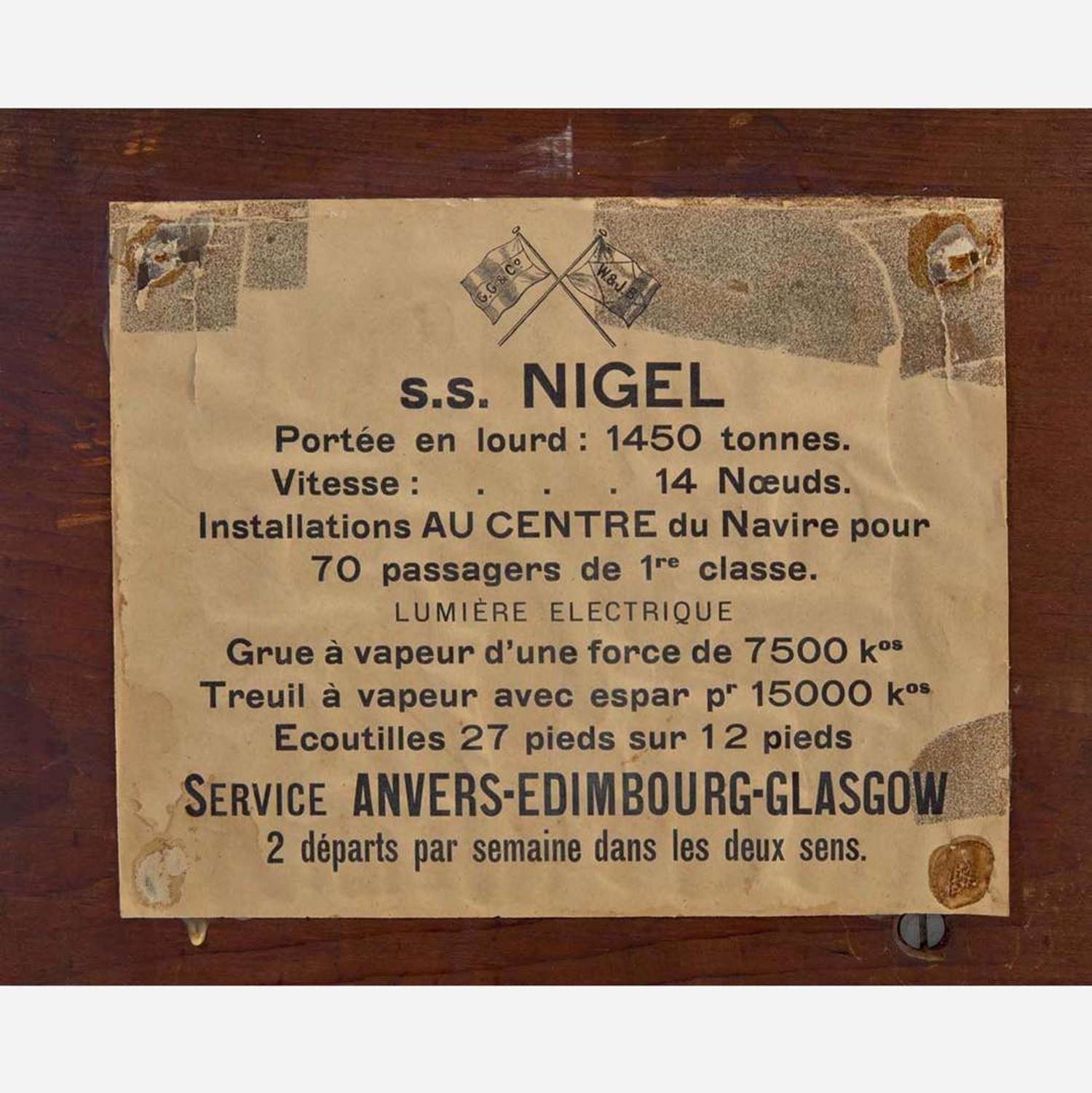 A cased half ship model of the S.S. Nigel (1903-1915) First half 20th century