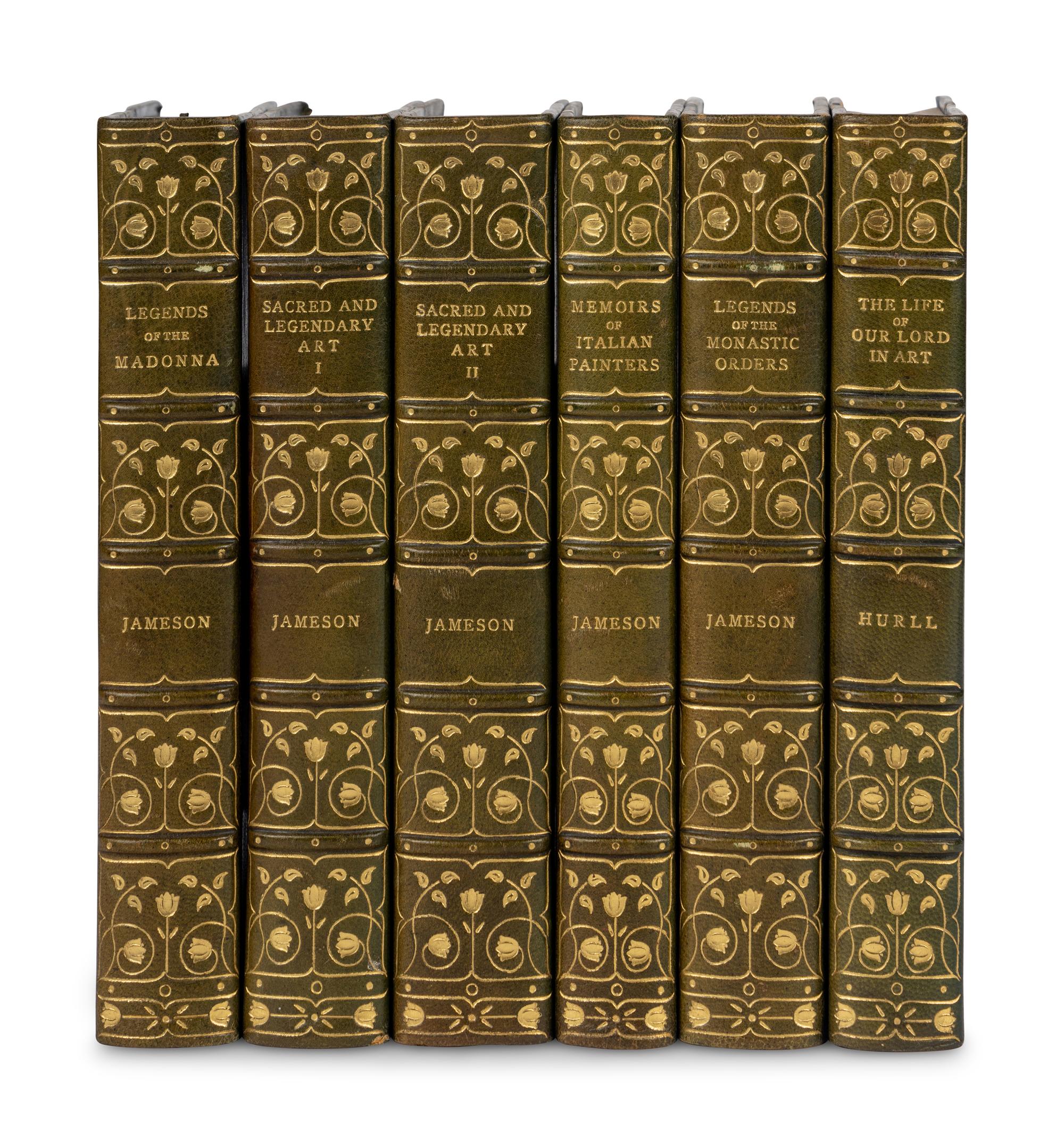 [BINDINGS]. A group of approximately 55 volumes, most in contemporary leather bindings, including works related to drama, history, literature, and poetry, including: