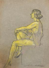 Arthur Bowen Davies, (American, 1862-1928), Draped Model