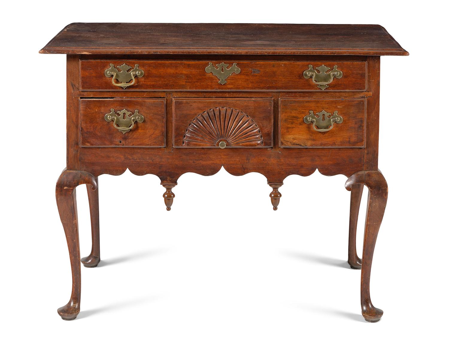 A Queen Anne Fan-Carved Walnut Dressing Table