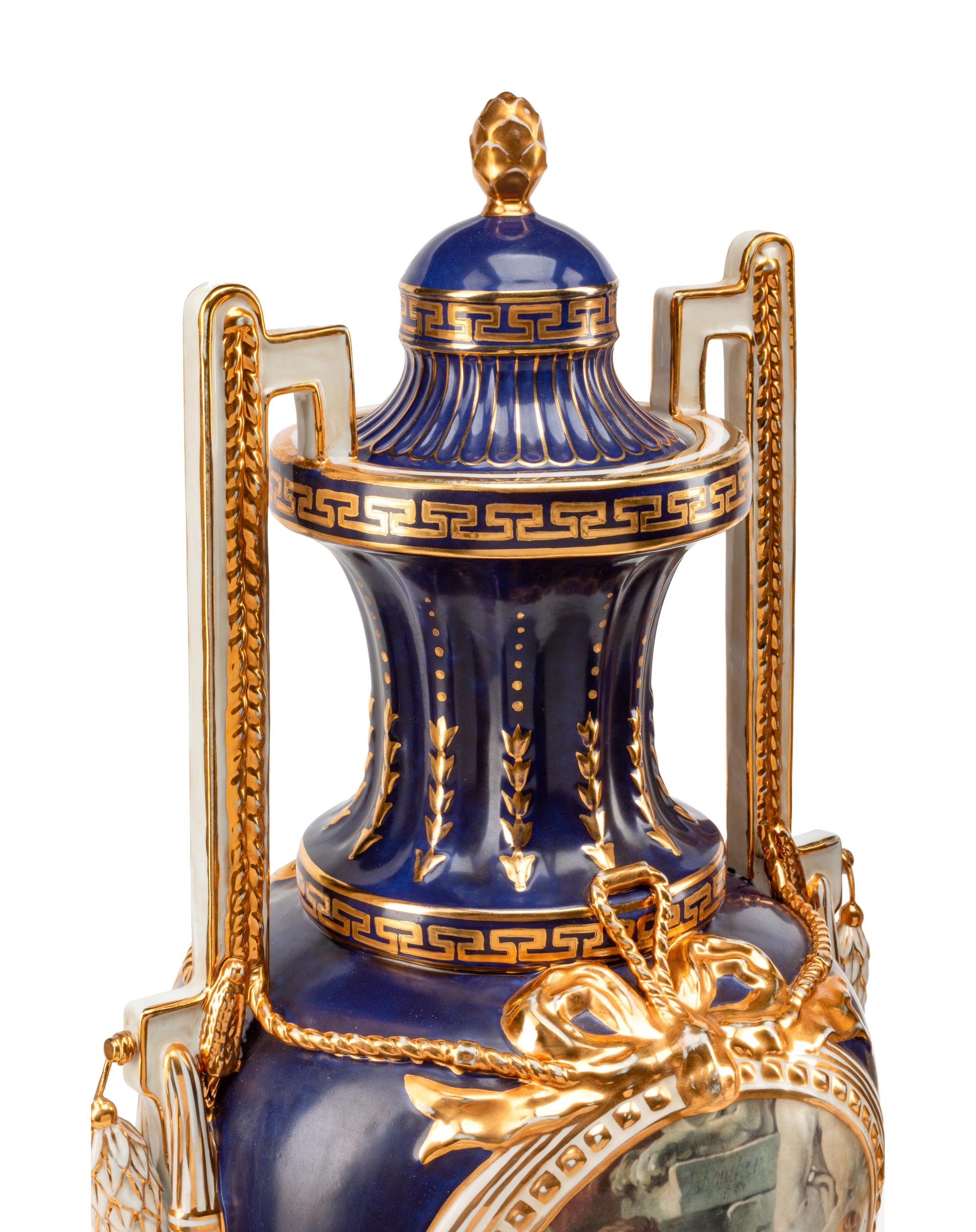 A Pair of Sèvres Style Porcelain Urns
