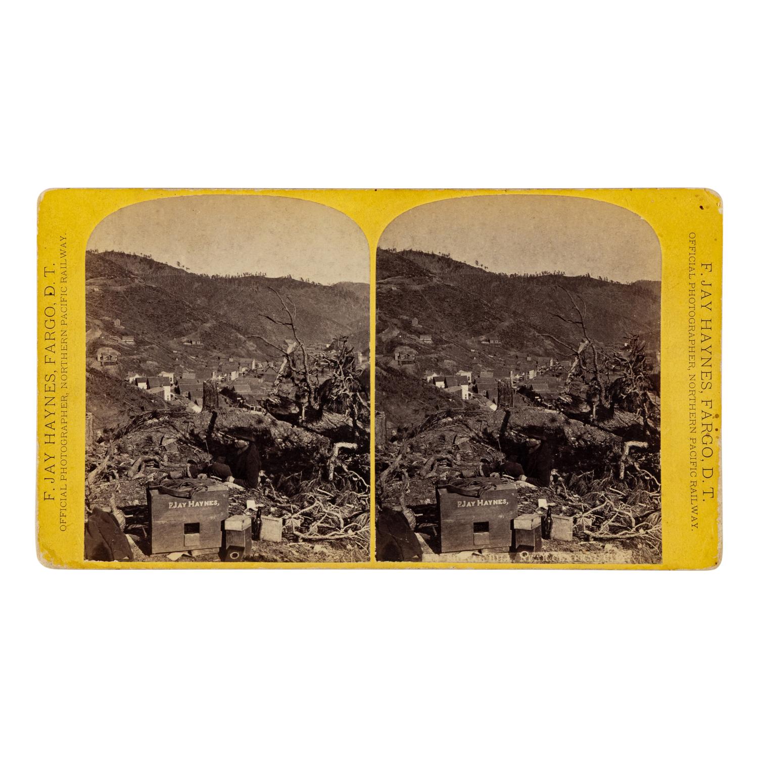 Haynes, F. Jay (1853-1921). Stereoview of Signal Hill Near Central City, South Dakota.