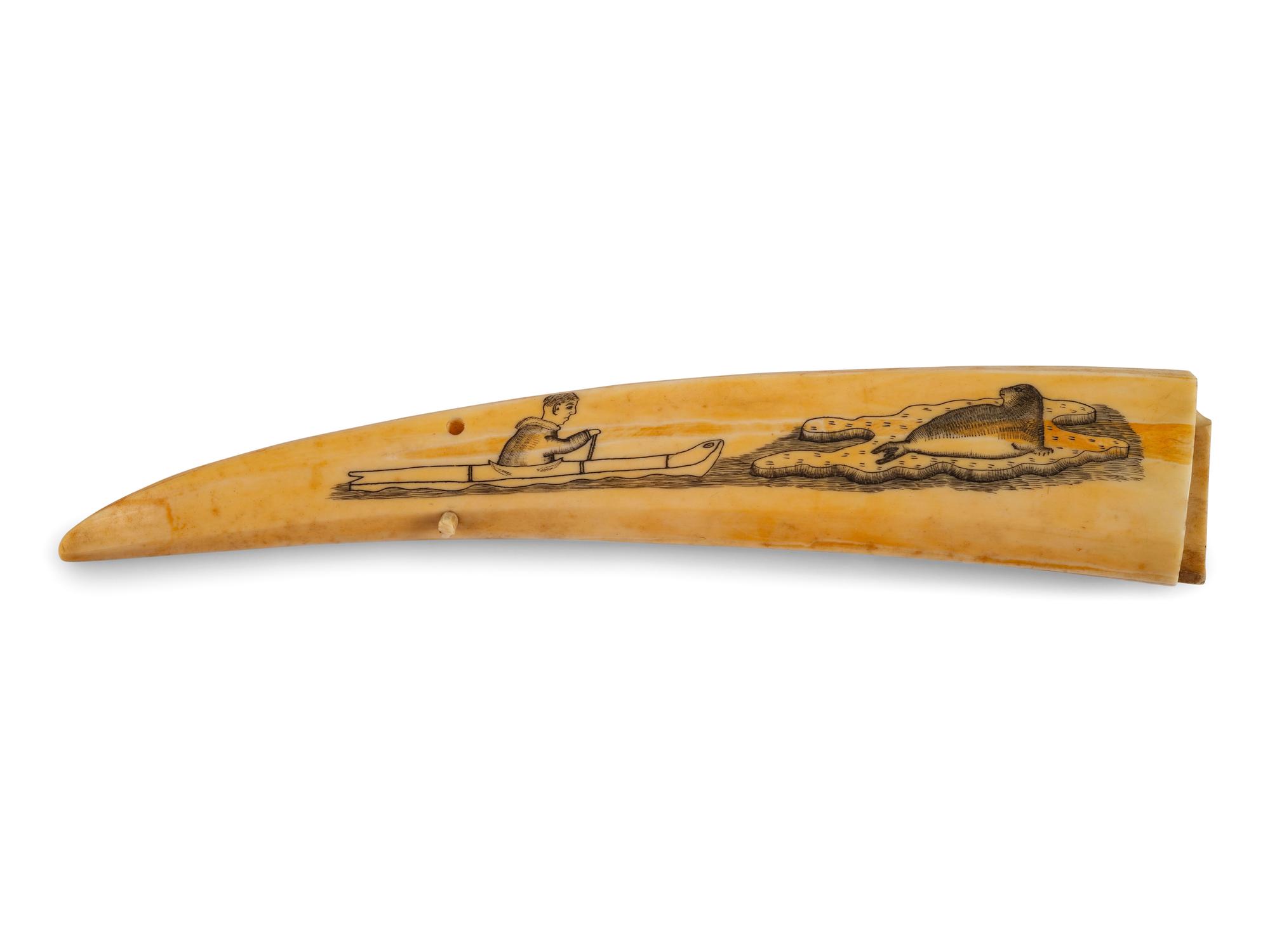 Alaska Native Scrimshawed Cribbage Board