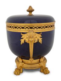 A French Gilt Bronze Mounted Porcelain Bowl and Cover