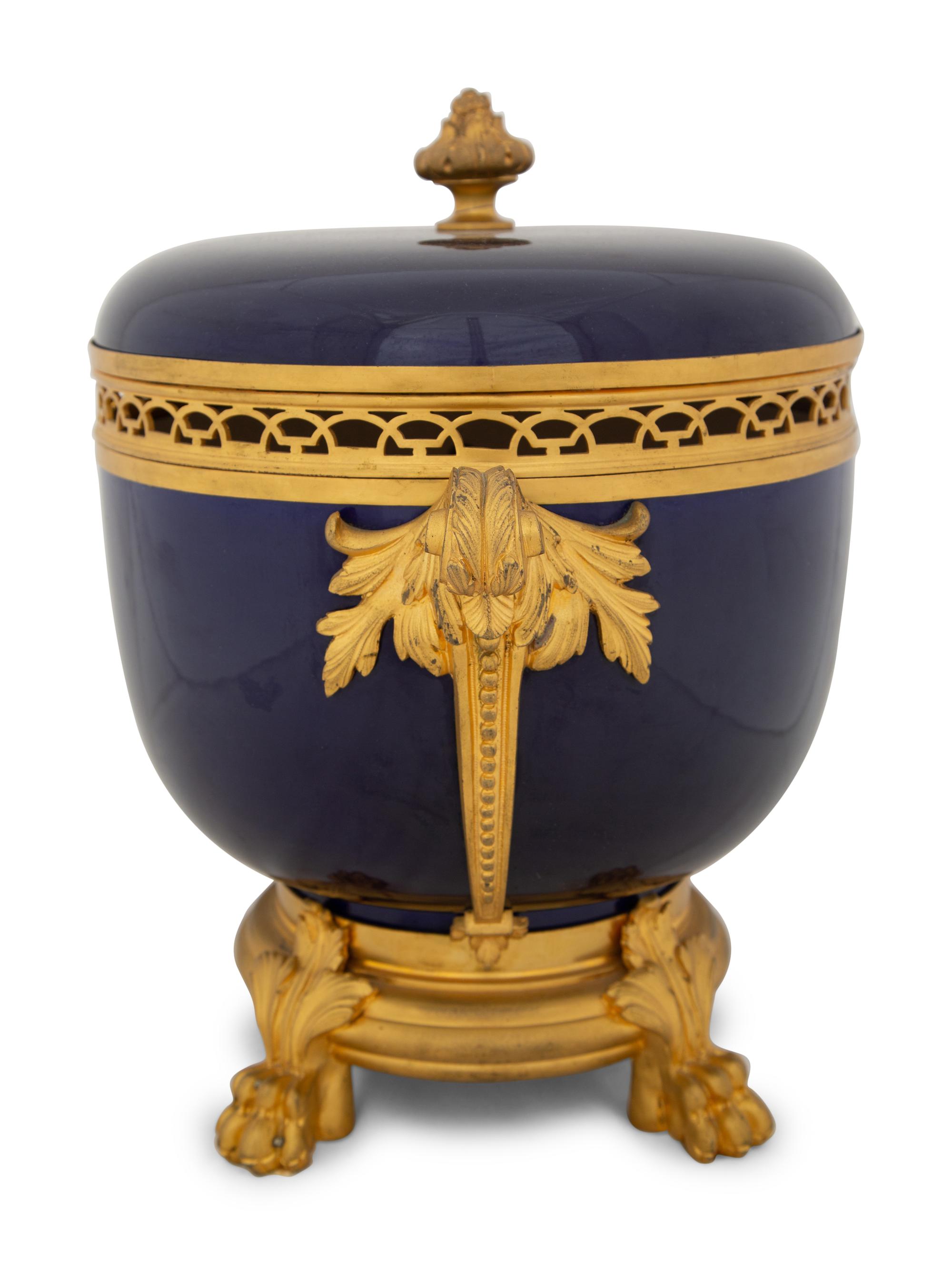 A French Gilt Bronze Mounted Porcelain Bowl and Cover