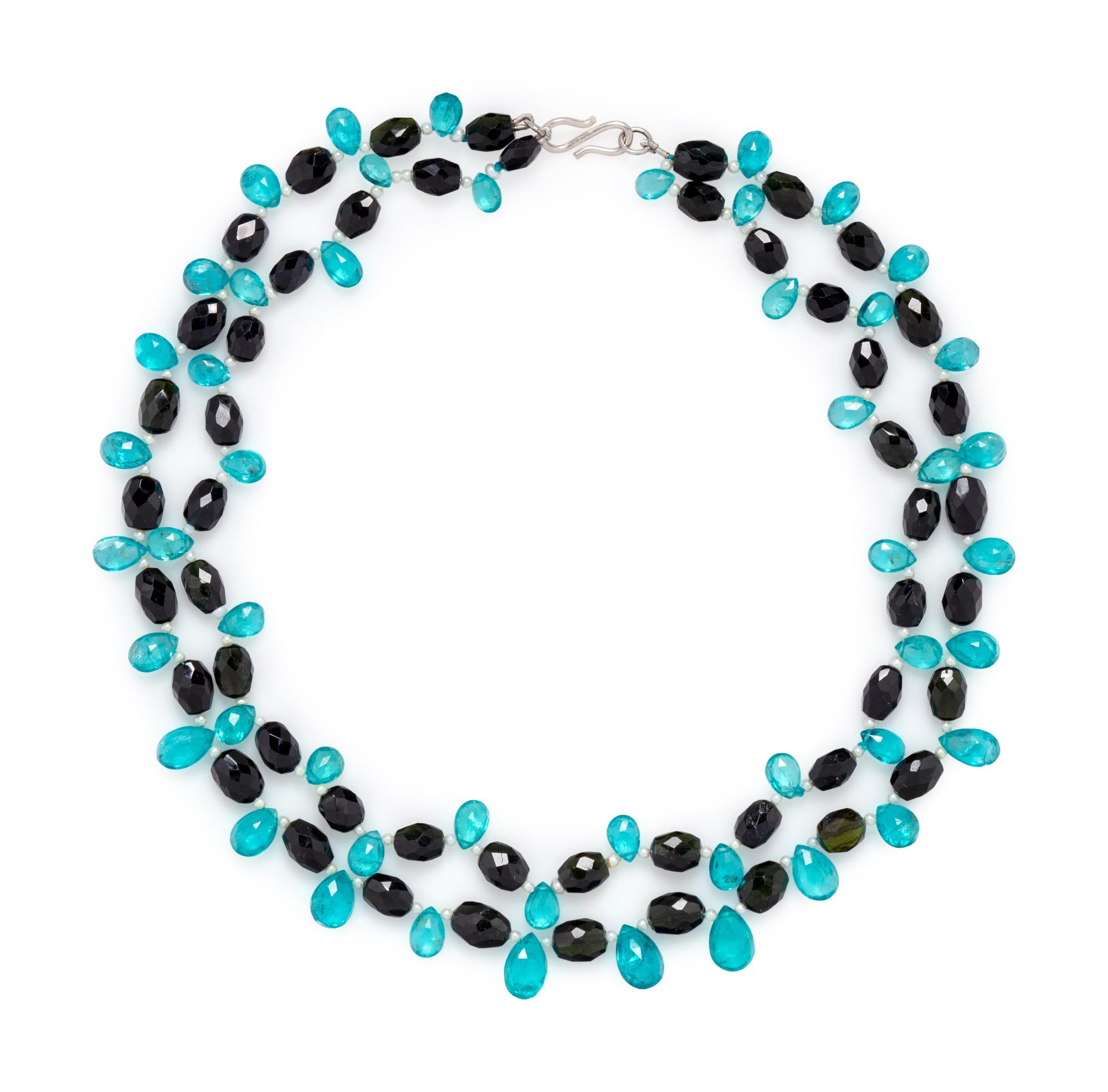 APATITE AND TOURMALINE BEAD NECKLACE