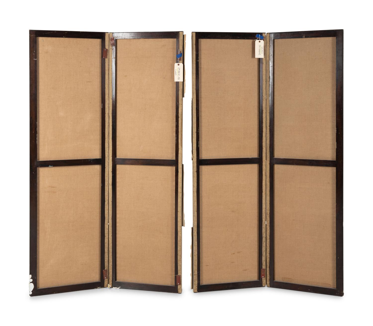A Continental Figural Painted Four-Panel Floor Screen, 19th Century and later