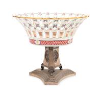 A Russian Silver Mounted Porcelain Reticulated Basket